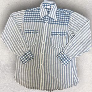 RARE Vtg 70s Levis Western Stripe Button Up Shirt Blue Size L White Tab USA Made